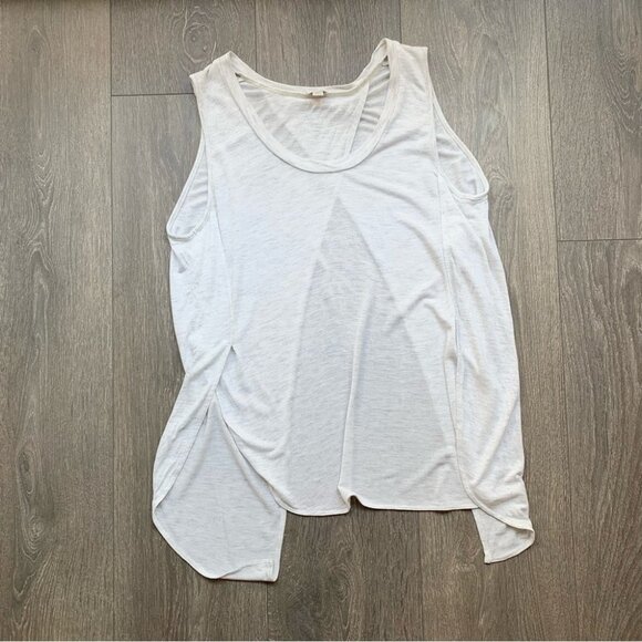 Aritzia Wilfred Tank Top T-shirt Rayon Sleeveless Split Back Open Off White XXS - Picture 4 of 7